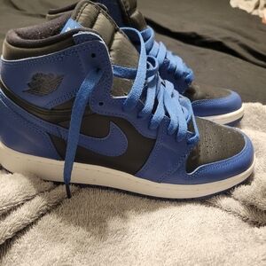 Blue and Black High-Top Sneakers